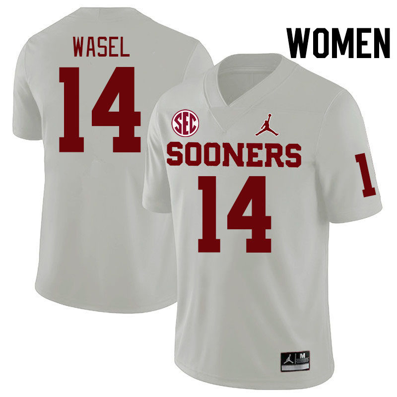 Women #14 Steele Wasel Oklahoma Sooners 2024 SEC Conference College Football Jerseys-White